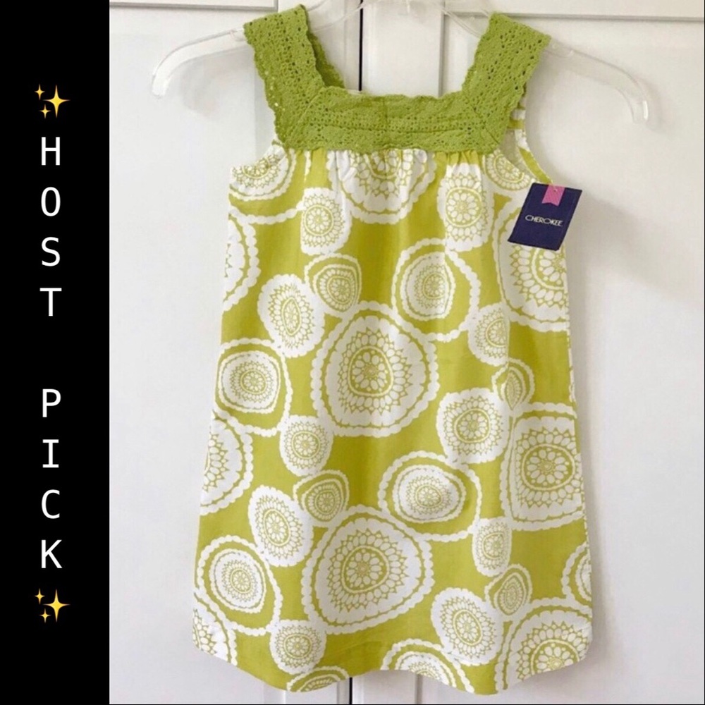 ✨#3 for $30✨HP✨NEW Green & White Print A-Line Dress